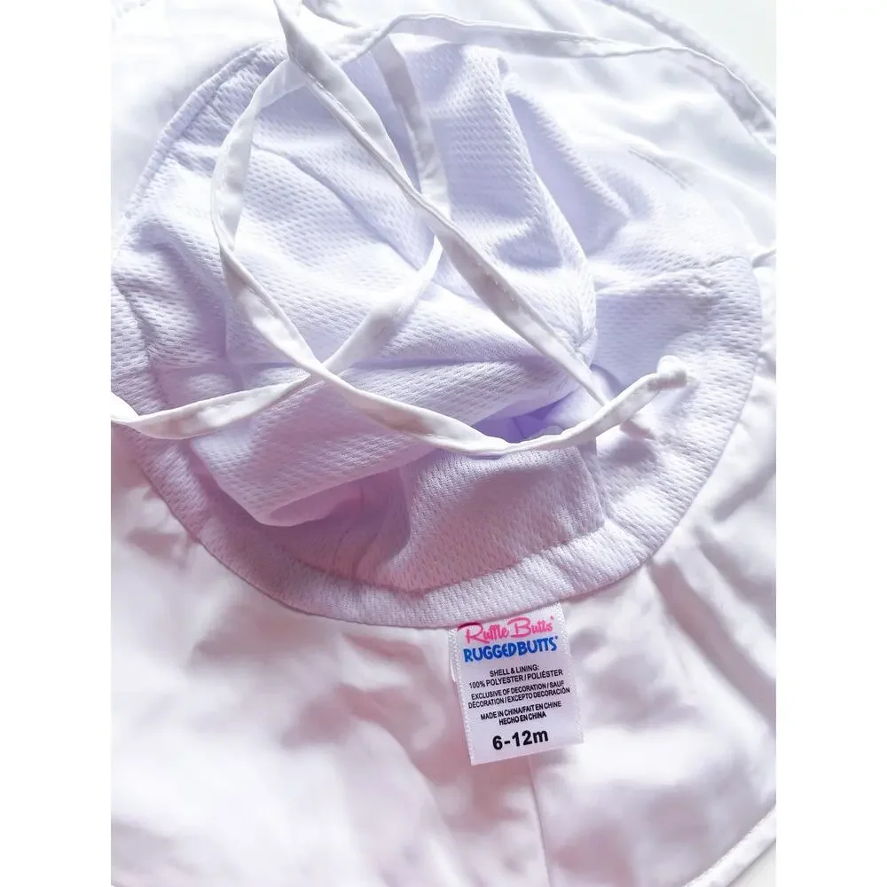 Ruffle Butts Rugged Butts Baby White Sun Hat Bucket Hat Size 6-12 Months